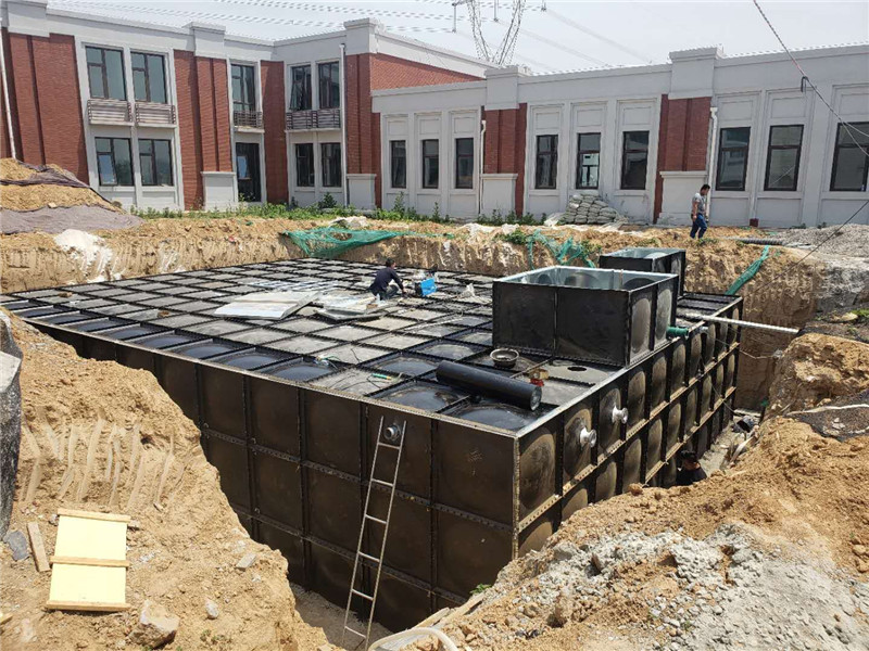 郑州贾峪镇小学330立方抗浮式地埋式箱泵一体消防水箱